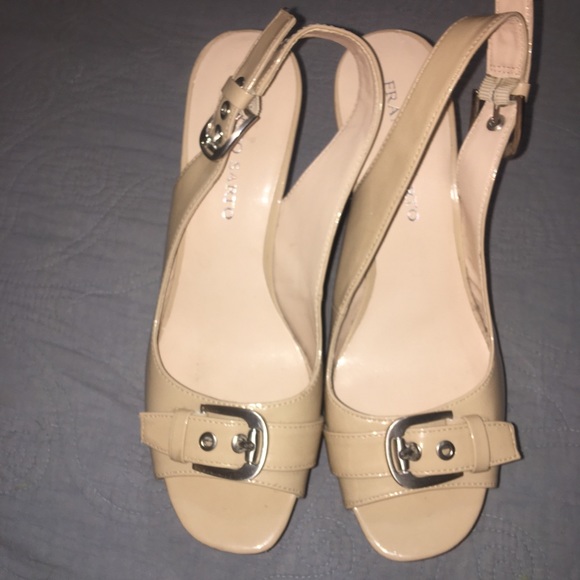 Franco Sarto Nude Wedge Heel Buckle Sandal  Sz 10 - Picture 3 of 9
